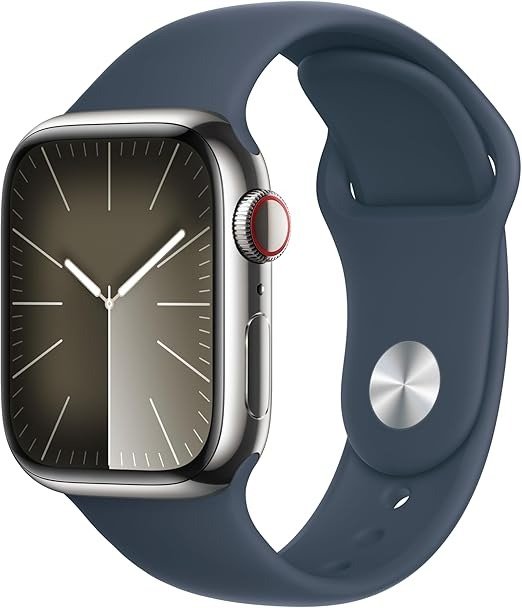 Watch Series 9 41mm Silver Stainless Steel Storm Blue Sport Band