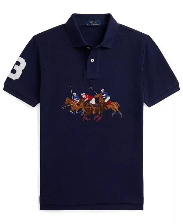 Triple-Pony Cotton Polo Shirt