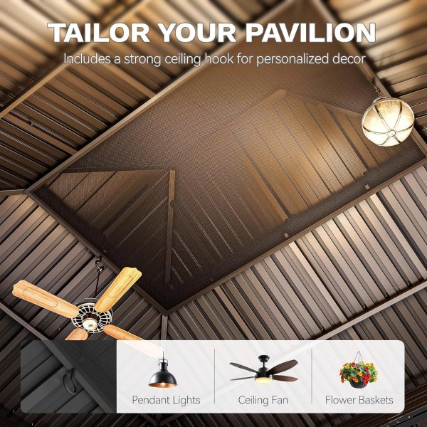 DWVO 12x14ft Gray Double Roof Gazebo