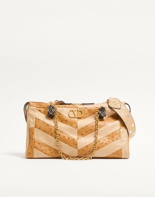 Garavani Panthea Medium Ostrich Leather Shoulder Bag