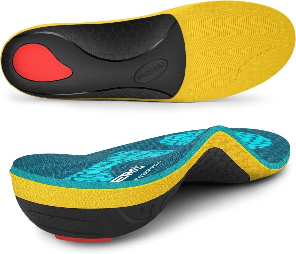 WalkHero High Arch Support Insoles Men’s 4-4.5 Coral Green
