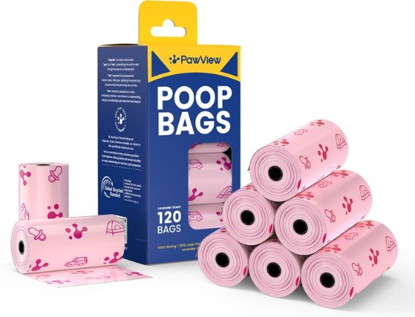 Pawview Dog Poop Bags Lavender Scent Pink 120 Count