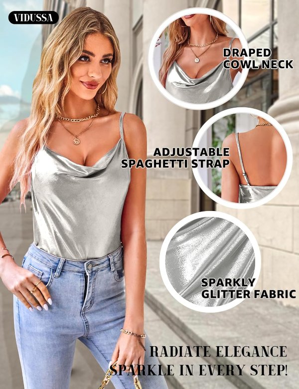 VIDUSSA Women's Shimmer Camisole Top