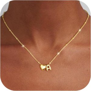 Ursteel 14K Gold Plated Letter Necklace Women