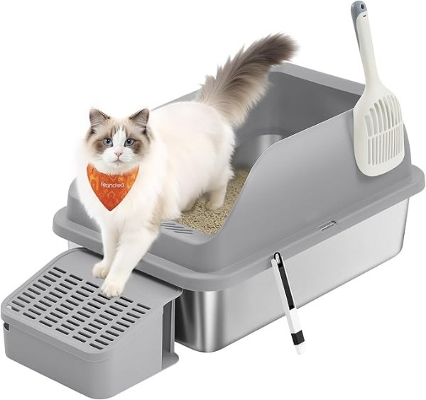Feandrea Stainless Steel Cat Litter Box UPPT008GN01 Slate Gray