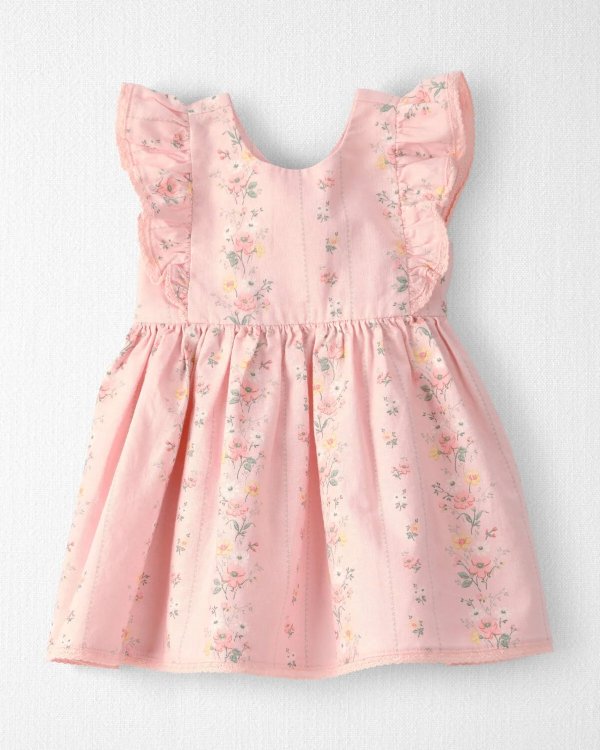 Organic Cotton Baby Girl Ruffle Dress Spring Garden Print