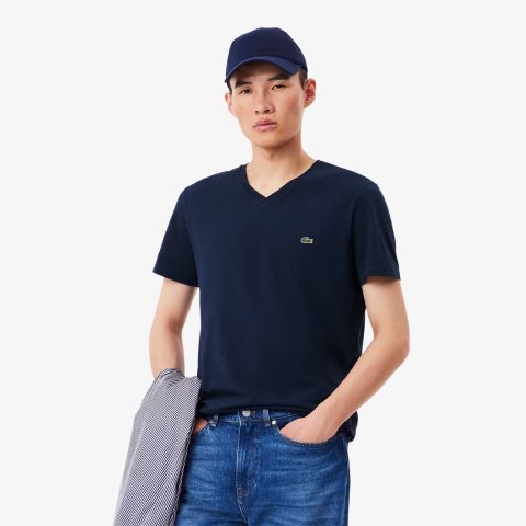 LacostePima Cotton Lightweight V-Neck Men s T-Shirt