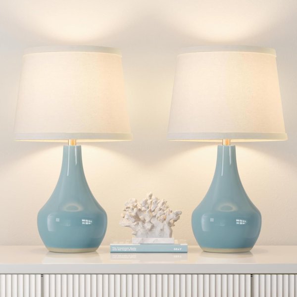 Table Lamp 19.4 Inch Sky Blue Set of 2