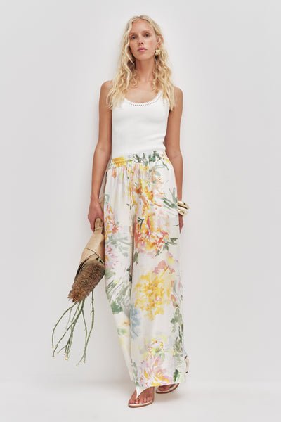 Bay Pant Linen Blend High Waist Pants