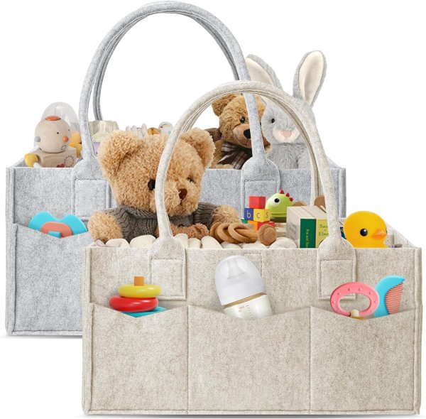 HIPHOP PANDA Diaper Caddy Organizer 2-Pack Grey