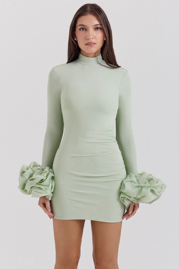 House of CB Pistachio Ruffle Cuff Mini Dress