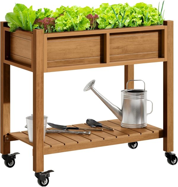DWVO Raised Garden Bed HDPE 47x18x31in Black