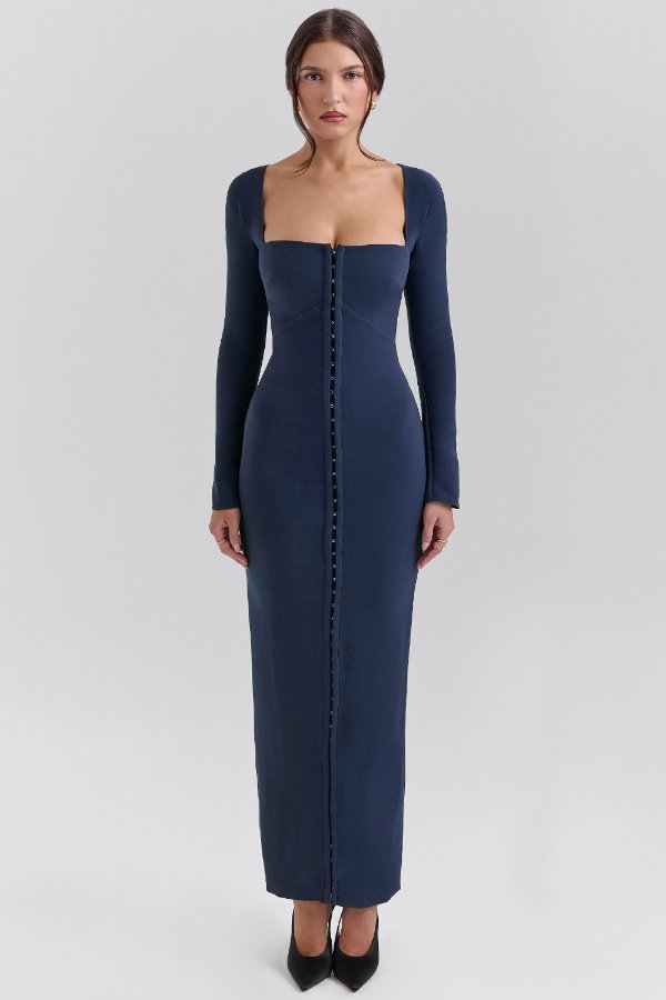 House of CB Corinthia Midnight Blue Bodycon Maxi Dress