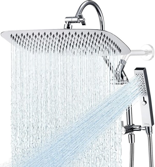 G-Promise 14 Inch All Metal Shower Head Massage Mode Adjustable Arm
