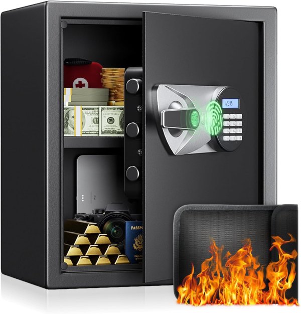 BlackSmith Safe Box Biometric Fingerprint 1.5 Cubic Feet Black
