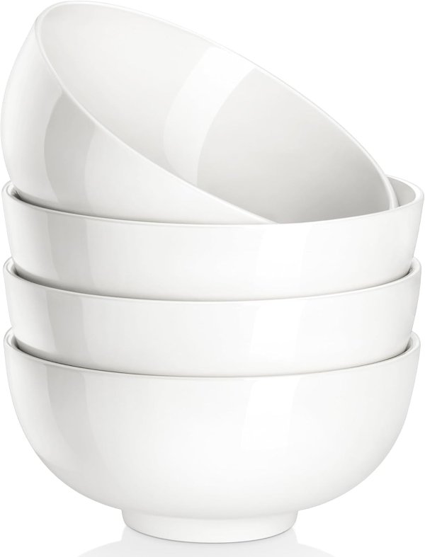 MALACASA 26oz White Porcelain Bowls Set of 4