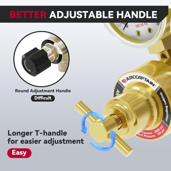 ARCCAPTAIN Oxygen Regulator Gauge 0-4000PSI 9/16"-18 Outlet