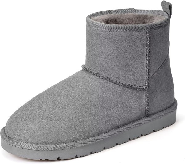 OOW Genuine Suede Women's Short Boots Brown Anti-slip