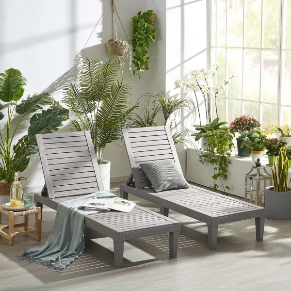 Nestl Outdoor Chaise Lounge Set of 2 Waterproof