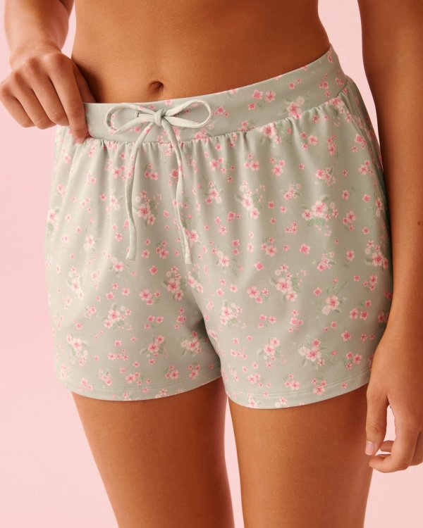 La Vie en Rose Cherry Blossom Print Super Soft Pajama Shorts