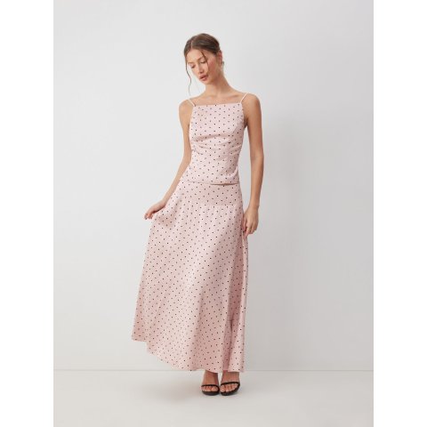 Satin 圆点高腰长裙