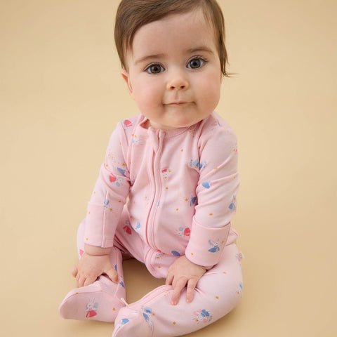Baby Mori Enchanted Bunnies Clever Zip Baby Pajamas