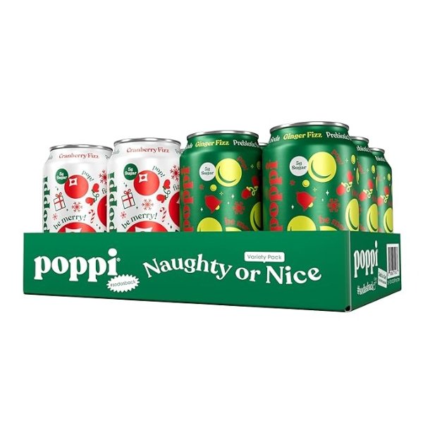 Poppi Sparkling Prebiotic Soda Apple Cider Vinegar 12 Fl Oz 12-Pack