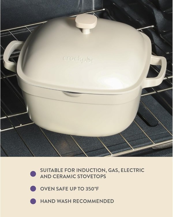 Crock-Pot Northvale Cast Aluminum Dutch Oven 5.2 Quart White