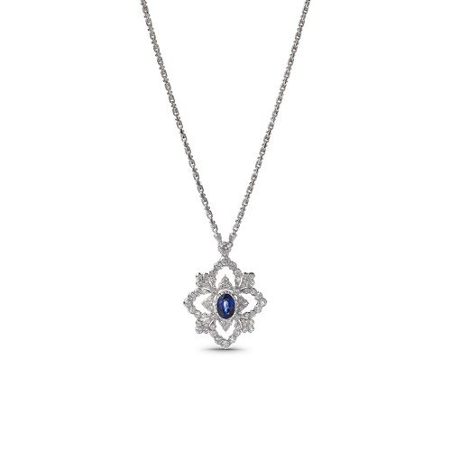Opera High Jewellery White Gold Pendant with Sapphires and Diamonds