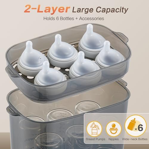 AMZBABYCHEF 4-in-1 Baby Bottle Steamer and Dryer Grey