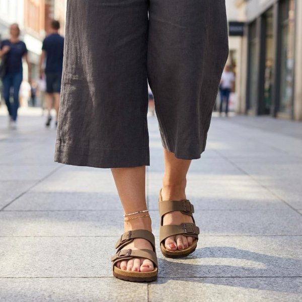 CUSHIONAIRE Lane Cork Sandals for Women Genuine Suede Footbed