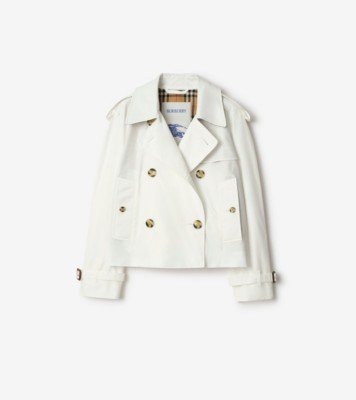 Cropped Tropical Gabardine Mayfair Trench Jacket Cotton white