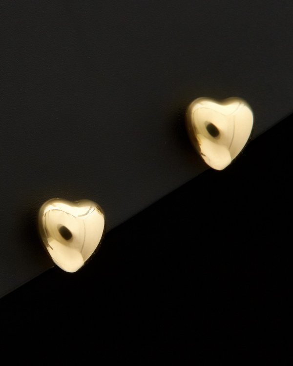 14K Italian Gold Puffed Heart Studs