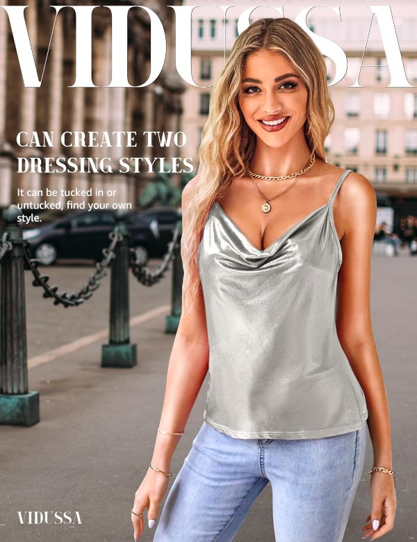 VIDUSSA Women's Shimmer Camisole Top