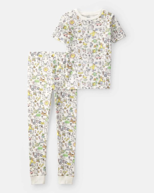 Kids Ivory Cotton 2-Piece Pajama Set