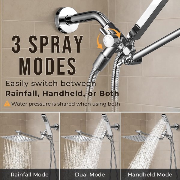 G-Promise 10-inch All Metal Dual Shower Head Combo Chrome