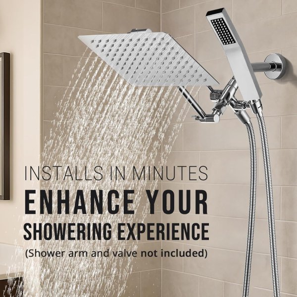 G-Promise 10-inch All Metal Dual Shower Head Combo Chrome