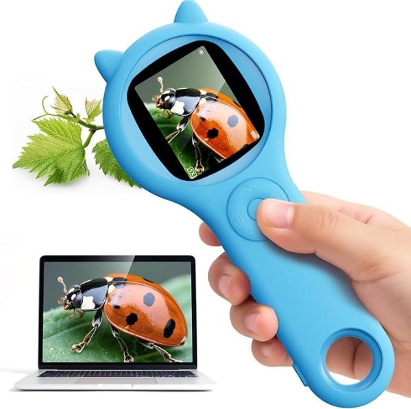 Kids Mini LED Magnifying Glass Educational Science Kit Blue