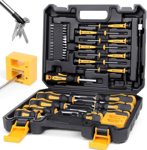 Amartisan Magnetic Screwdrivers Set 43-Piece Yellow