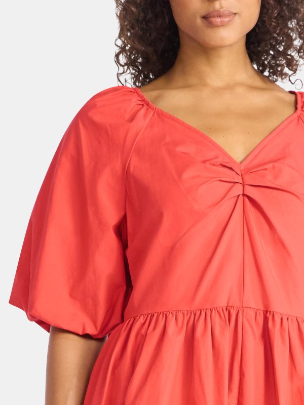 Time and Tru Cotton Mini Dress Puff Sleeves XS-4X