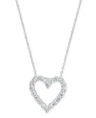 EFFY® Diamond Heart 18" Pendant Necklace (1/4 ct. t.w.) in Sterling Silver