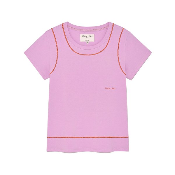 Matin Kim Pink Stitch Point Small Logo Slim Fit T-Shirt