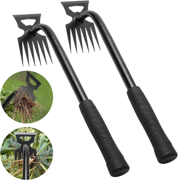 DMwespe Manganese Steel 6-Teeth Hand Weeder 2-Pack