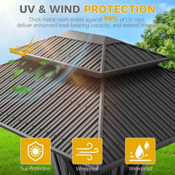 DWVO 12x14ft Gray Double Roof Gazebo