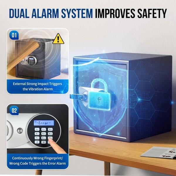 BlackSmith Safe Box Biometric Fingerprint 1.5 Cubic Feet Black