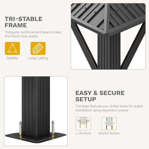 DWVO 12x14ft Gray Double Roof Gazebo