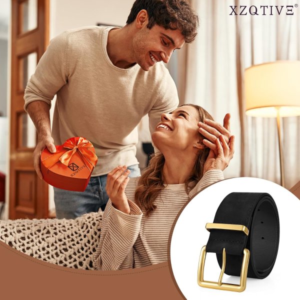 XZQTIVE Women Wide Suede Gold Buckle Belt