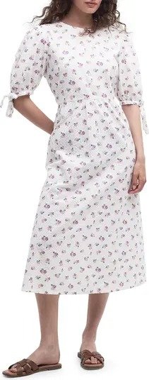 Goodleigh Floral Puff Sleeve Cotton Midi Dress