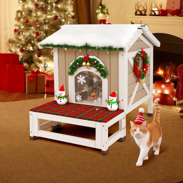 PetsCosset Outdoor Cat House Insulated Weatherproof