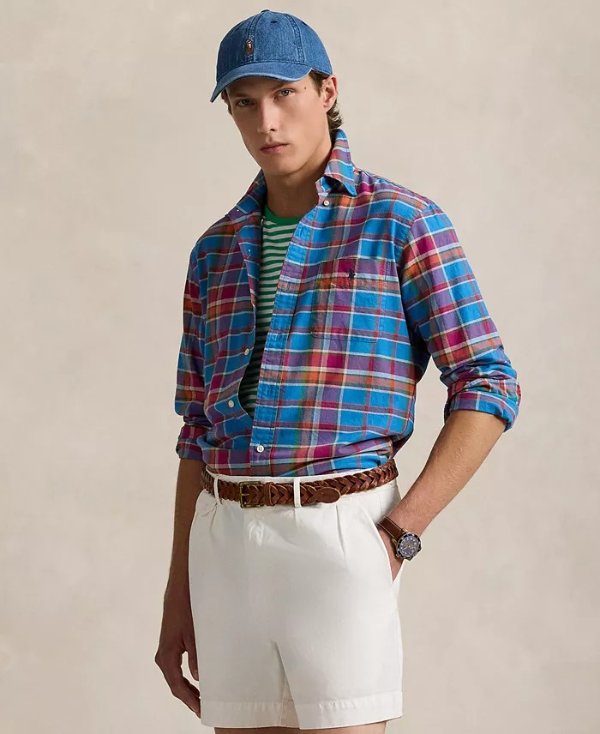 Men's Classic-Fit Gingham Oxford Shirt - Macy's